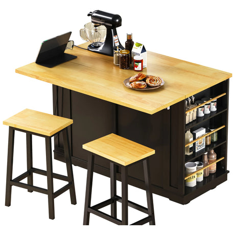 48-Inch Classic Kitchen Island Cart With Bar Stools - Omega Lifestyles