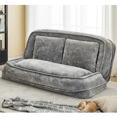 Medium-Soft Adjustable Loveseat Lazy Sofa With Chenille Upholstery - Omega Lifestyles