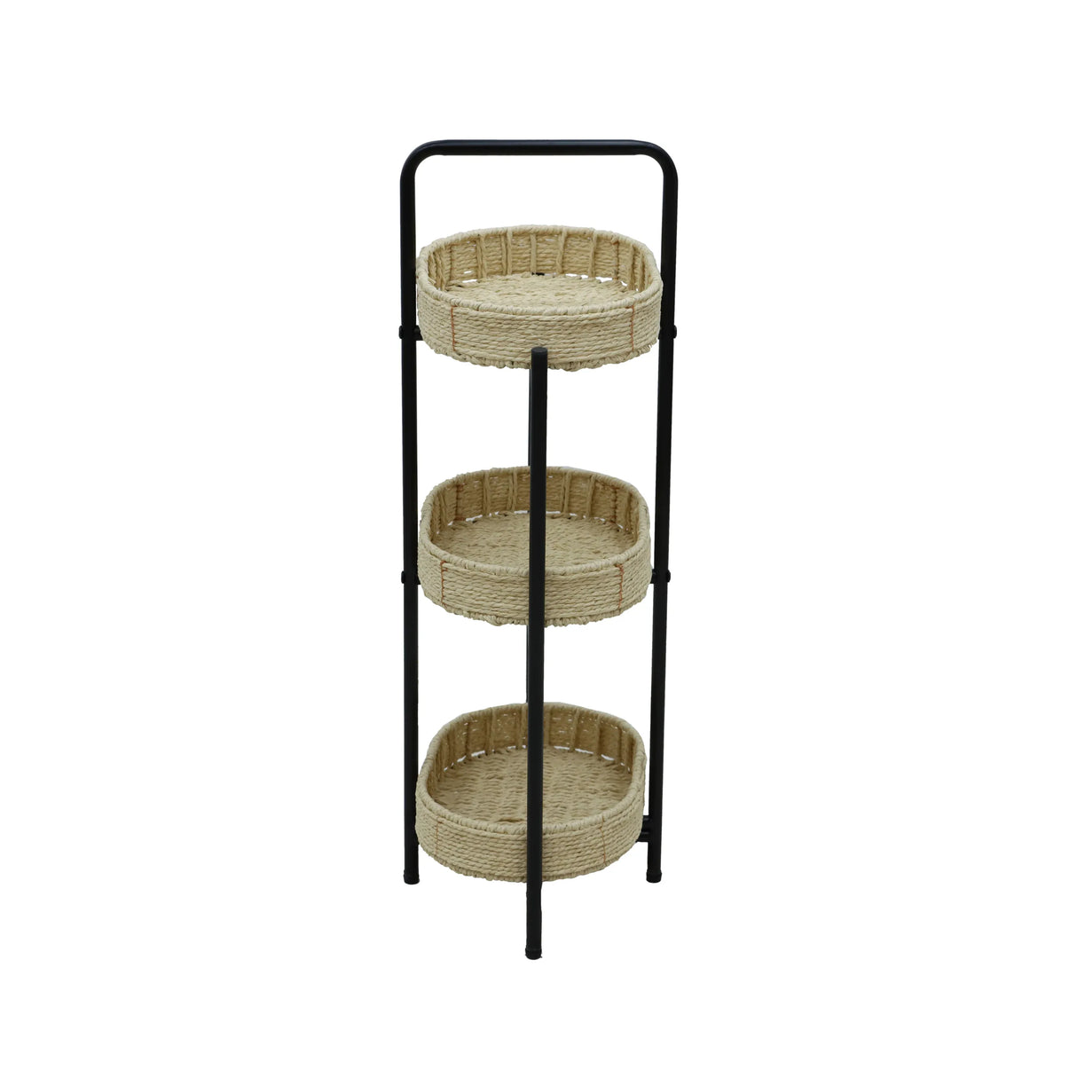 Farmhouse 3-Tier Handwoven Paper Rope Side Table - Omega Lifestyles