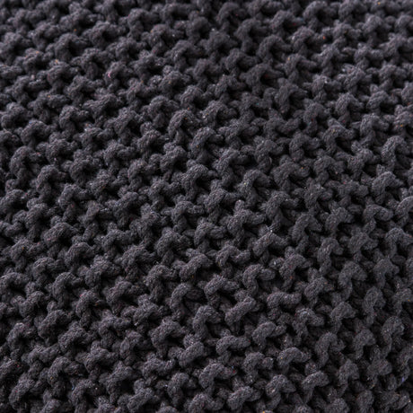 Cotton Knitted Square Dark Grey Pouf Cube - Omega Lifestyles