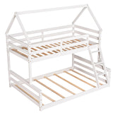 Twin Over Full Pine Wood House Bunk Bed With Ladder - Omega Lifestyles