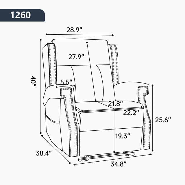Blue Faux Leather Manual Recliner Chair With Massage Heat - Omega Lifestyles