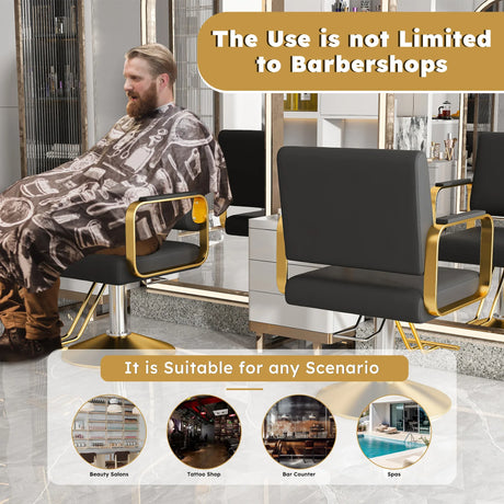 Hydraulic PU Leather Swivel Salon Barber Chair With Pump - Omega Lifestyles