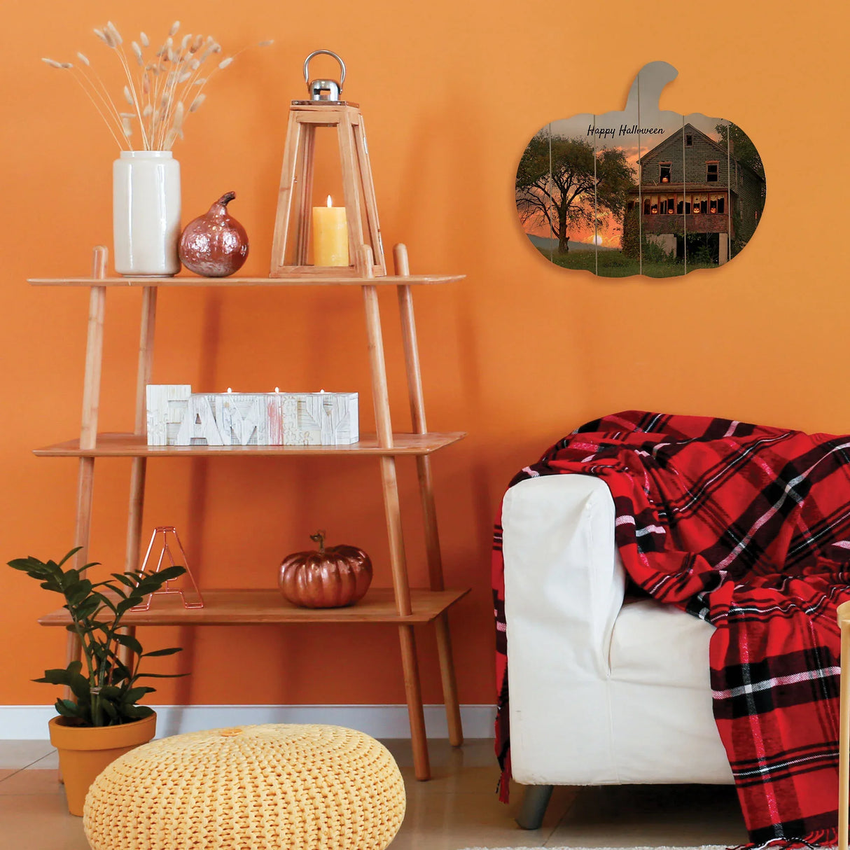 Wooden Pumpkin Halloween Wall Art Decor - Omega Lifestyles