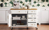 Classic Vintage Embossed White Kitchen Island On Wheels - Omega Lifestyles