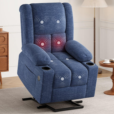 Power Lift Massage Heat Recliner Chair With USB Ports - Omega Lifestyles