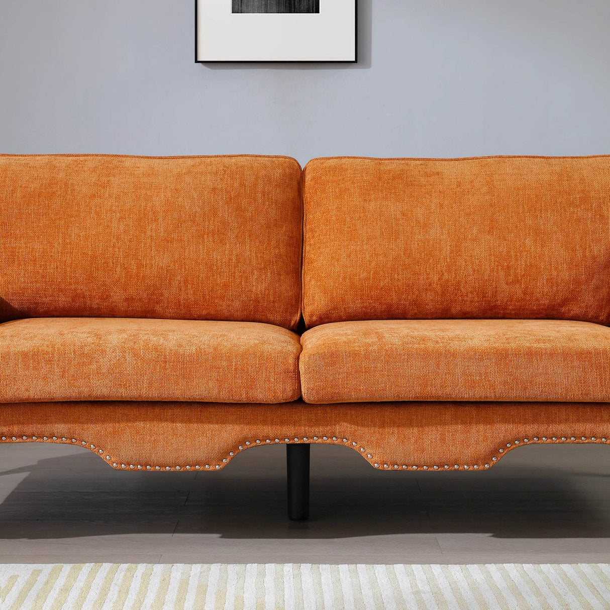 Modern Linen 3-Seat Chesterfield Sofa With Crystal Buttons - Omega Lifestyles