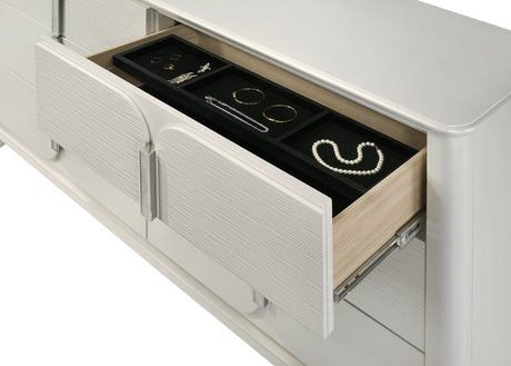 White Six-Drawer Acrylic Synthetic Wood Dresser - Omega Lifestyles