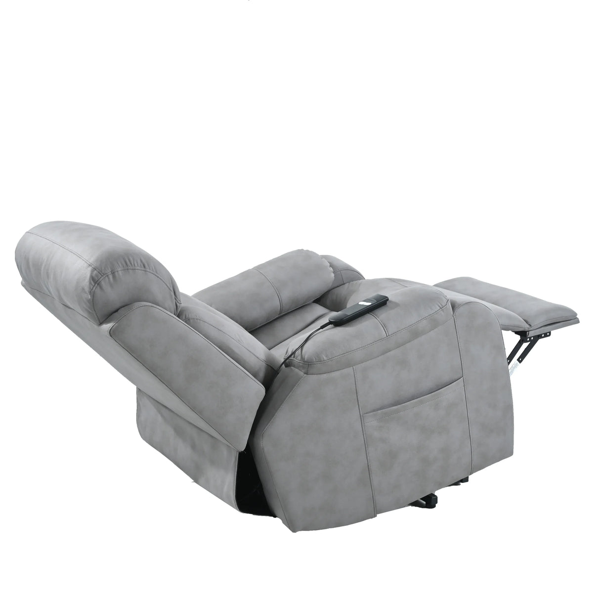 Power Lift Light Gray Fabric Recliner Chair With Remote - Omega Lifestyles