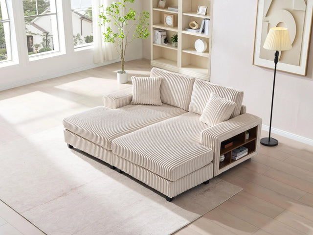 Convertible Corduroy Fabric Sleeper Sofa Chair With Storage - Omega Lifestyles