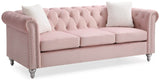 Velvet Tufted 3-Seat Foam Cushion Sofa - Omega Lifestyles