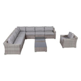 Fully Assembled 10-Piece Gray Wicker Patio Seating Group - Omega Lifestyles