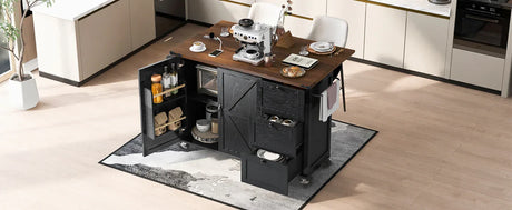 Farmhouse Kitchen Island Cart With Power Outlet - Omega Lifestyles