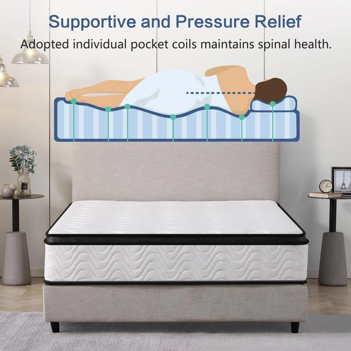 Medium 12-Inch Zoned Support Hybrid Full Mattress - Omega Lifestyles