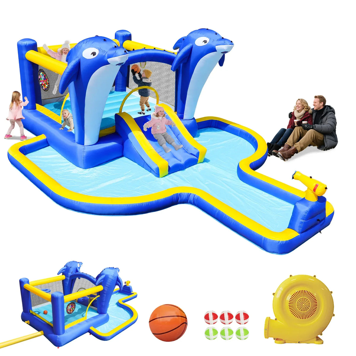 8-in-1 Inflatable Water Park Slide Trampoline Playhouse - Omega Lifestyles