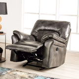 Transitional Dark Gray Leatherette Standalone Glider Recliner Chair - Omega Lifestyles