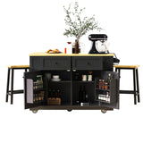 48-Inch Classic Kitchen Island Cart With Bar Stools - Omega Lifestyles