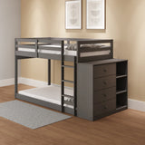 Gray Synthetic Wood Twin Over Twin Bunk Bed With Storage Drawers - Omega Lifestyles
