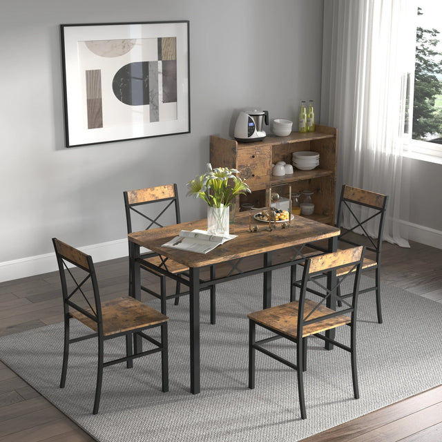 Compact Industrial MDF Metal Dining Table Set for 4 - Omega Lifestyles