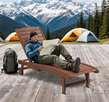 Wooden Outdoor Chaise Lounge Chair With Table Tray - Omega Lifestyles