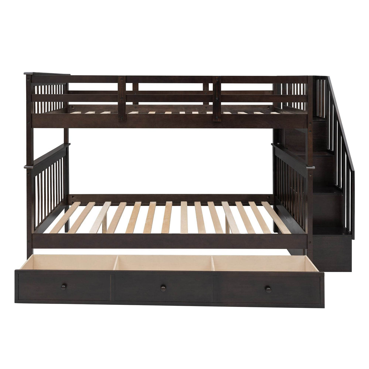 Full-Over-Full Solid Wood Stairway Bunk Bed With Storage - Omega Lifestyles
