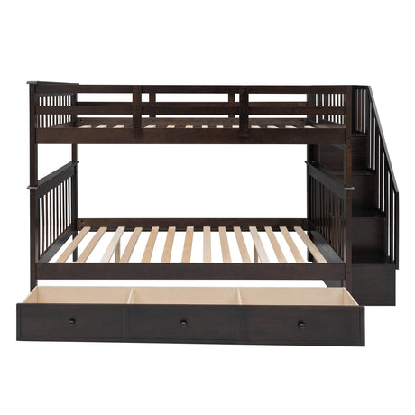 Full-Over-Full Solid Wood Stairway Bunk Bed With Storage - Omega Lifestyles