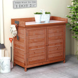 Premium Fir Wood Galvanized Outdoor Potting Bench