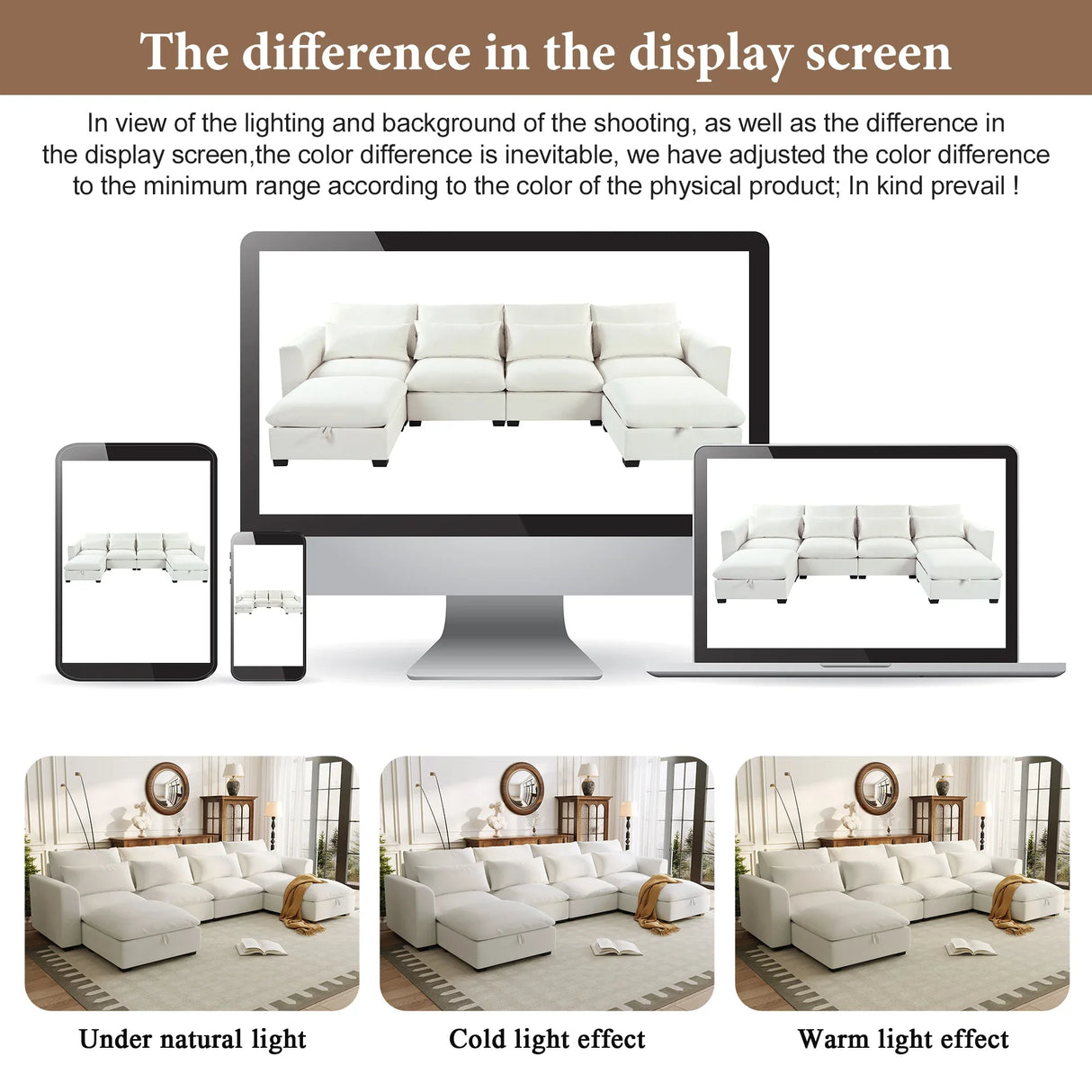 U-Shaped Modular 6-Seat Linen Blend Sofa With Ottomans - Omega Lifestyles