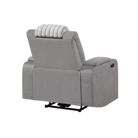 Modern Grey Power Recliner With Power Headrest LED Lighting - Omega Lifestyles
