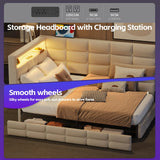 Upholstered Twin Daybed With Storage Drawers And Charging Station - Omega Lifestyles