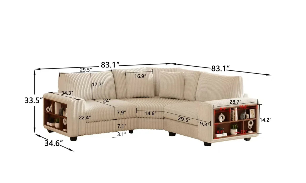 Modern Modular Three-Seat Wood Frame Pillow Back Sofa - Omega Lifestyles