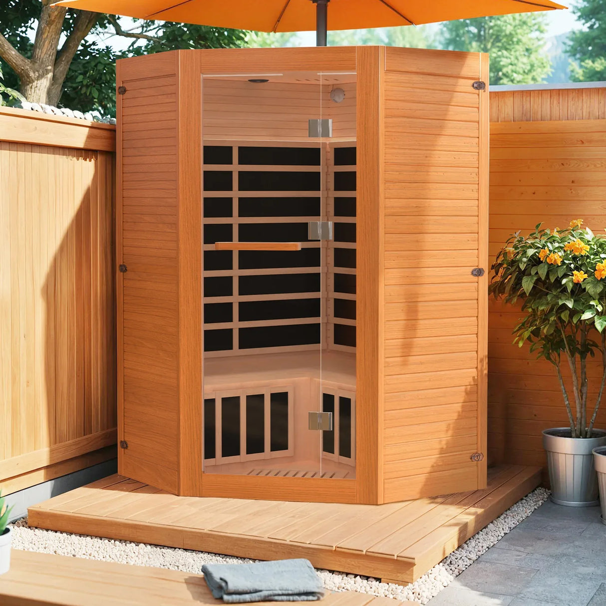 Far Infrared Wood Home Sauna With Bluetooth Speaker - Omega Lifestyles
