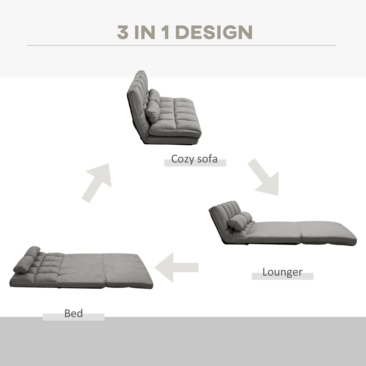 Convertible Folding Floor Sofa Bed With 2 Pillows - Omega Lifestyles