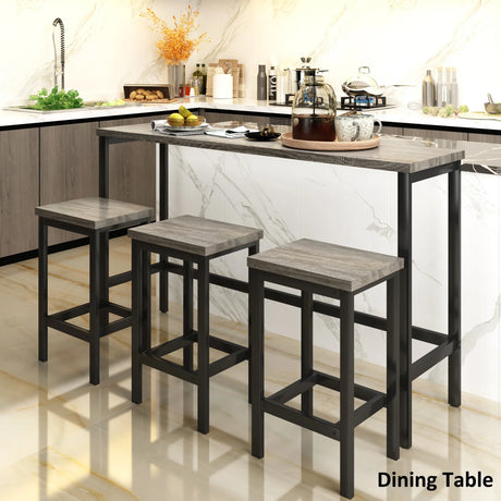 4-Piece Gray Counter Height Dining Table Set With Stools - Omega Lifestyles