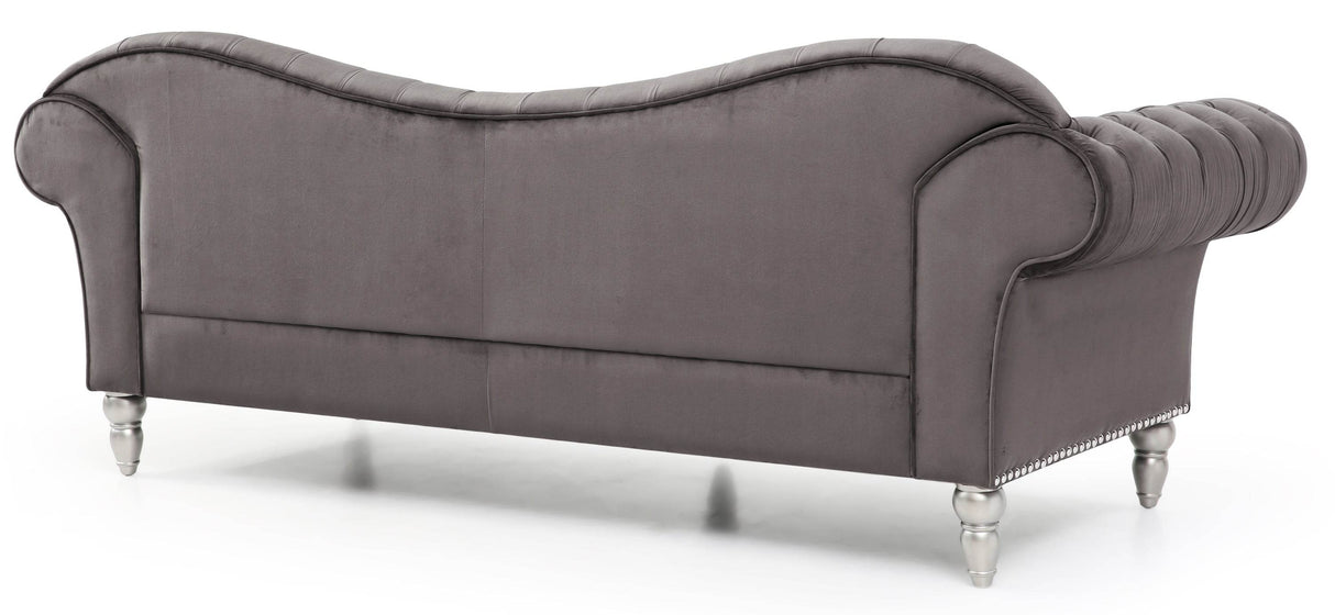 Deco Style Velvet Upholstered 3-Seat Sofa - Omega Lifestyles