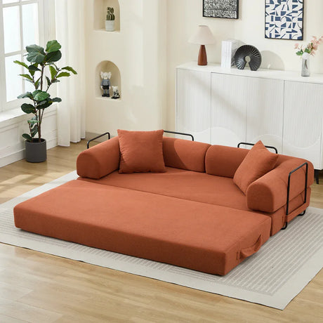 Corduroy Folding Sofa Bed With Foam Mattress And Pillows - Omega Lifestyles