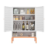 Modern White Metal Adjustable Shelf Shoe Cabinet - Omega Lifestyles