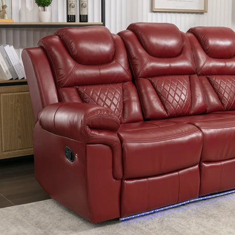 Manual Recliner Chair Faux Leather With LED Light Strip - Omega Lifestyles