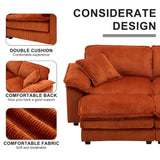 Corduroy 2-Seat Sofa With Pillows And Ottomans - Omega Lifestyles