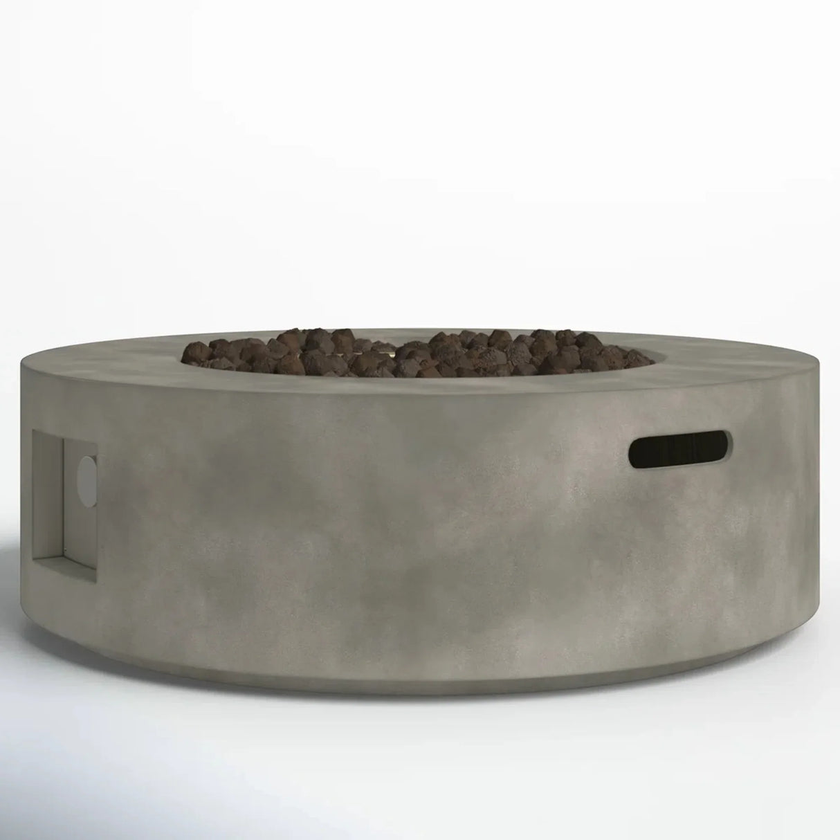 Modern Grey Fiber Reinforced Concrete Outdoor Fire Pit Table - Omega Lifestyles