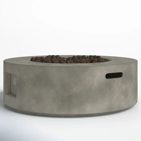 Modern Grey Fiber Reinforced Concrete Outdoor Fire Pit Table - Omega Lifestyles