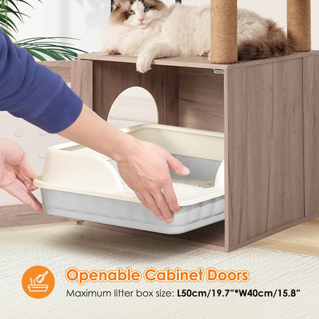 Modern Gray White Integrated Cat Tree Furniture - Sleep Galleria