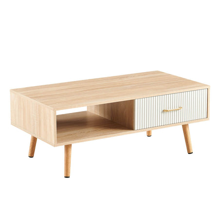 Solid Wood Modern Rectangle Coffee Table With Drawer Storage - Sleep Galleria