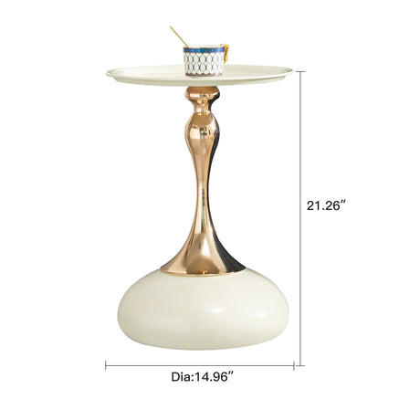 Modern Round Milk White Carbon Steel Side Table - Omega Lifestyles