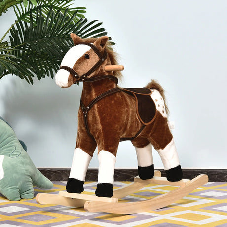 Kids Plush Rocking Horse Toy With Realistic Sounds - Omega Lifestyles