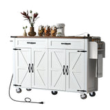 Farmhouse Style Rolling Kitchen Island With Power Outlet - Omega Lifestyles