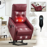 Red Faux Leather Power Lift Recliner Chair With Massage - Omega Lifestyles