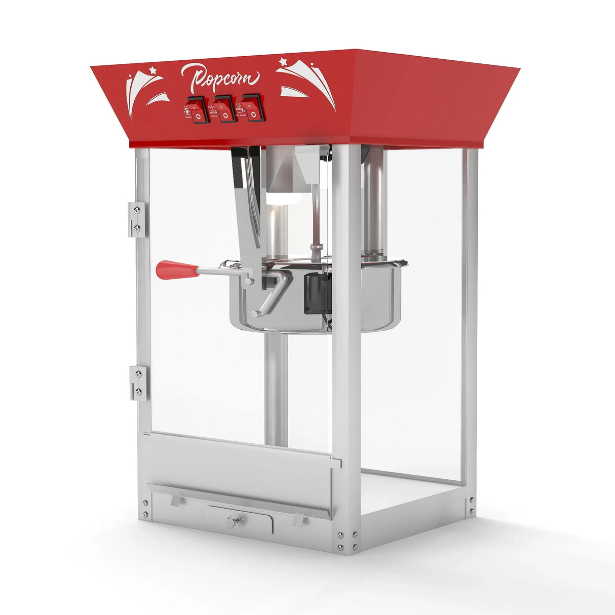 Commercial 12-Ounce Stainless Steel Popcorn Maker With Glass - Omega Lifestyles