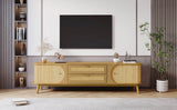 Rattan Solid Wood TV Stand With Storage Drawers - Sleep Galleria