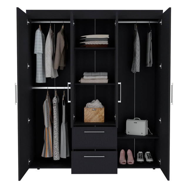 Modern Multi-Section Bedroom Wardrobe With Drawers - Omega Lifestyles